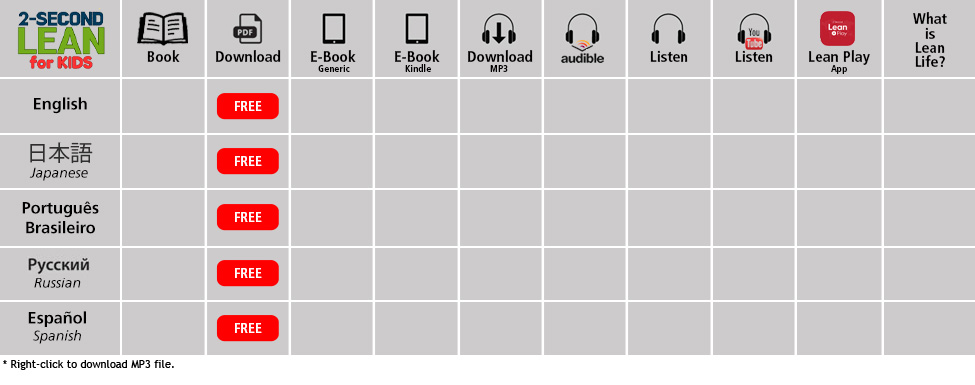 2 Second Lean for Kids Book Grid